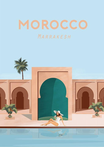 moroco travel poster White Modern Wood Framed Art Print with Double Matting by ARCTIC FRAME