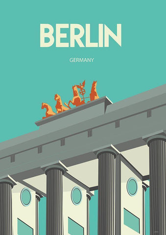 Berlin travel poster Black Ornate Wood Framed Art Print with Double Matting by ARCTIC FRAME