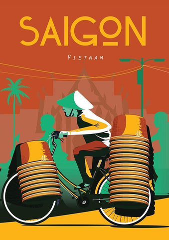 saigon vietnam travel poster White Modern Wood Framed Art Print with Double Matting by ARCTIC FRAME