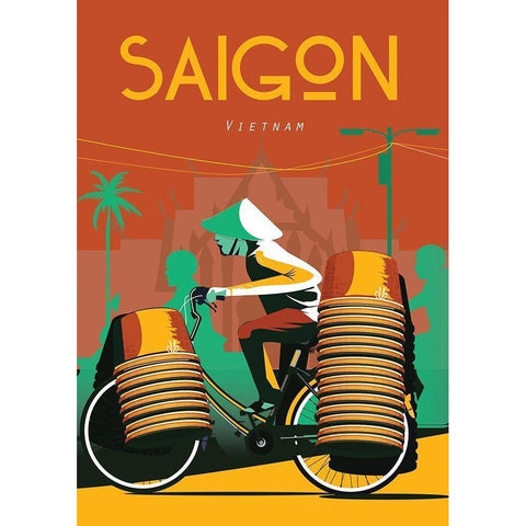 saigon vietnam travel poster White Modern Wood Framed Art Print by ARCTIC FRAME