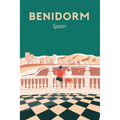 benidorm Black Modern Wood Framed Art Print with Double Matting by ARCTIC FRAME