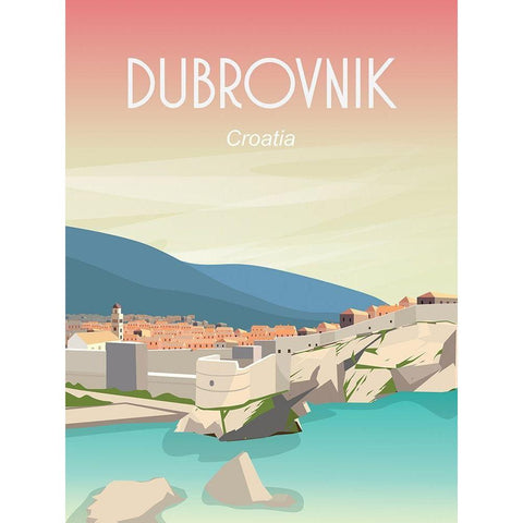 dubrovnik White Modern Wood Framed Art Print by ARCTIC FRAME