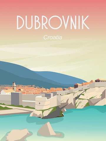 dubrovnik White Modern Wood Framed Art Print with Double Matting by ARCTIC FRAME