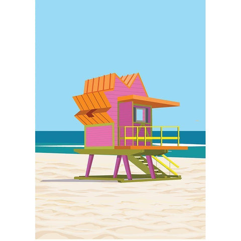 south beach life guard station White Modern Wood Framed Art Print by ARCTIC FRAME