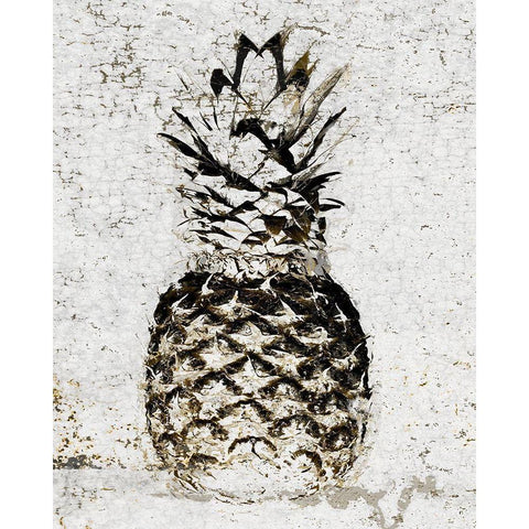 Ananas I Black Modern Wood Framed Art Print with Double Matting by Aryai, Sia