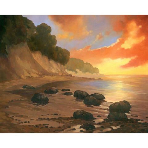 July Evening White Modern Wood Framed Art Print by Reynolds, Graham