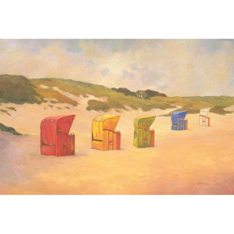 Summer Beach White Modern Wood Framed Art Print by Reynolds, Graham