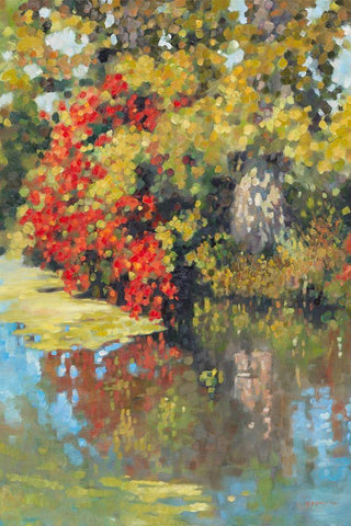 Stream Side I Black Ornate Wood Framed Art Print with Double Matting by Reynolds, Graham