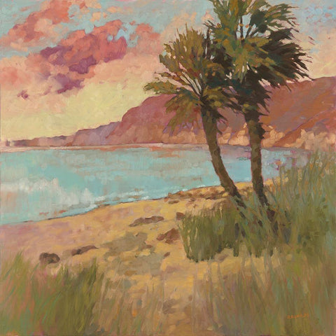 Coastal Palms Black Modern Wood Framed Art Print with Double Matting by Reynolds, Graham