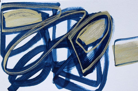 Minimalist Painting White Modern Wood Framed Art Print with Double Matting by Orlov, Irena