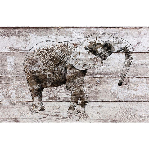 Rustic Elephant II White Modern Wood Framed Art Print by Orlov, Irena