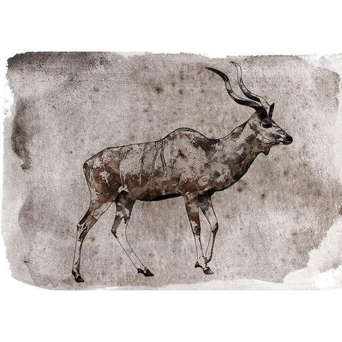 Kudu Black Modern Wood Framed Art Print with Double Matting by Orlov, Irena