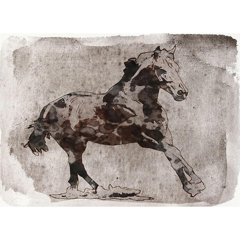 Beautiful horse running White Modern Wood Framed Art Print by Orlov, Irena