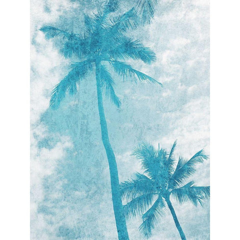 Blue Palm Trees Black Modern Wood Framed Art Print with Double Matting by Orlov, Irena