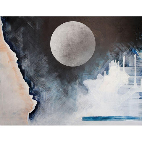 Moon and Earth Black Modern Wood Framed Art Print with Double Matting by Orlov, Irena