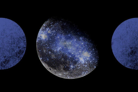 Blue Moonlight Black Ornate Wood Framed Art Print with Double Matting by Orlov, Irena