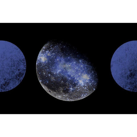 Blue Moonlight Black Modern Wood Framed Art Print by Orlov, Irena