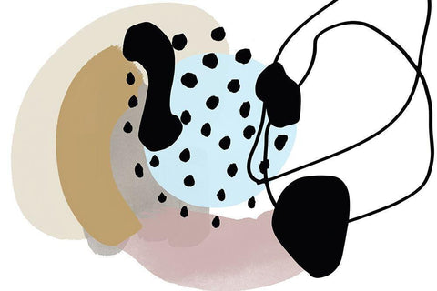 Pink Blue Lines Minimalism Black Ornate Wood Framed Art Print with Double Matting by Orlov, Irena