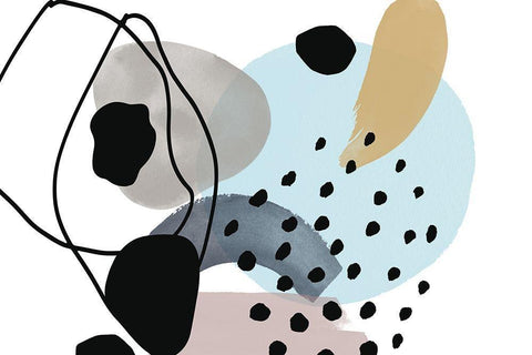 Pink Blue Yellow Lines Minimalism Black Ornate Wood Framed Art Print with Double Matting by Orlov, Irena