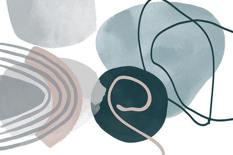 Blue Lines Minimalism I White Modern Wood Framed Art Print with Double Matting by Orlov, Irena