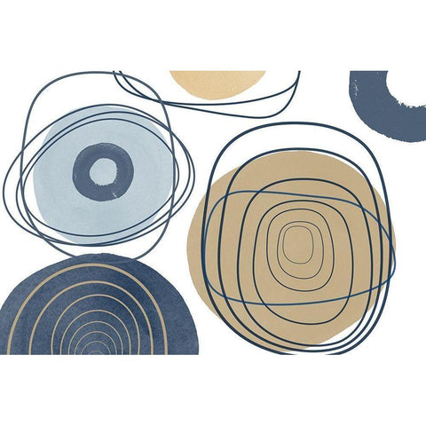 Blue Lines Minimalism II Gold Ornate Wood Framed Art Print with Double Matting by Orlov, Irena