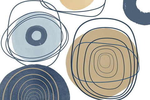 Blue Lines Minimalism II Black Ornate Wood Framed Art Print with Double Matting by Orlov, Irena