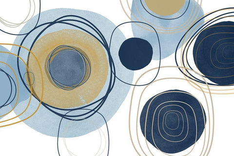 Blue Lines Minimalism III Black Ornate Wood Framed Art Print with Double Matting by Orlov, Irena