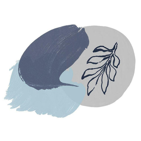 Minimalism Blue Shapes Black Modern Wood Framed Art Print with Double Matting by Orlov, Irena