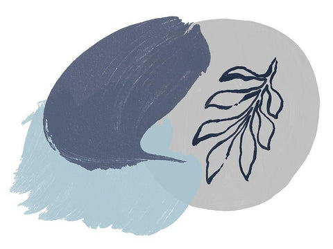 Minimalism Blue Shapes Black Ornate Wood Framed Art Print with Double Matting by Orlov, Irena