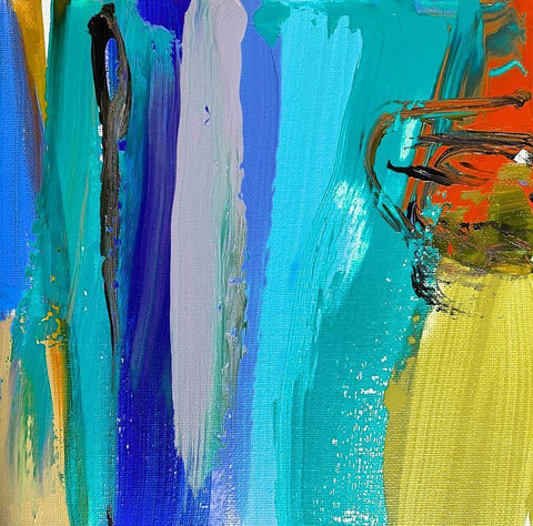 Joyful Modernist Abstraction VII White Modern Wood Framed Art Print with Double Matting by Orlov, Irena