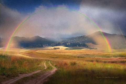 Rainbow Pano Idaho White Modern Wood Framed Art Print with Double Matting by Vest, Christopher
