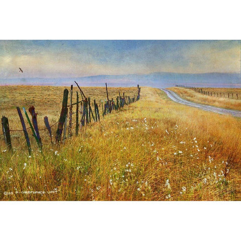 Quiet Road Out West Black Modern Wood Framed Art Print with Double Matting by Vest, Christopher