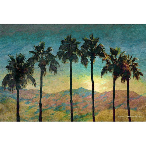 Row of Palms Pastel Gold Ornate Wood Framed Art Print with Double Matting by Vest, Christopher