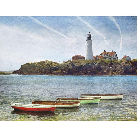 Portland Head Lighthouse Black Modern Wood Framed Art Print with Double Matting by Vest, Christopher