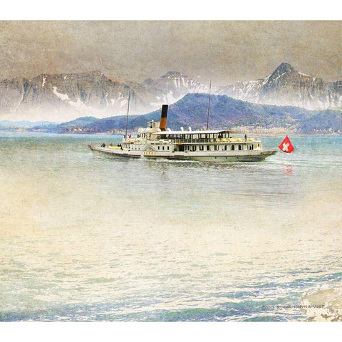 Storm Lake Switz Gold Ornate Wood Framed Art Print with Double Matting by Vest, Christopher