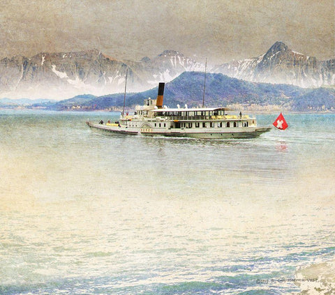 Storm Lake Switz Black Ornate Wood Framed Art Print with Double Matting by Vest, Christopher