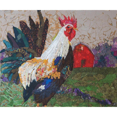 Au Chant du Coq Gold Ornate Wood Framed Art Print with Double Matting by St Hilaire, Elizabeth