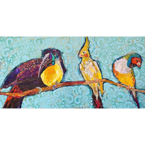 Birds on a Wire Black Modern Wood Framed Art Print by St Hilaire, Elizabeth