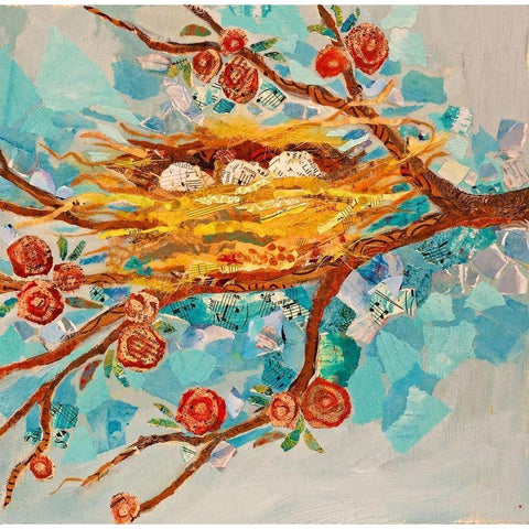 Nest with Buds Black Modern Wood Framed Art Print by St Hilaire, Elizabeth