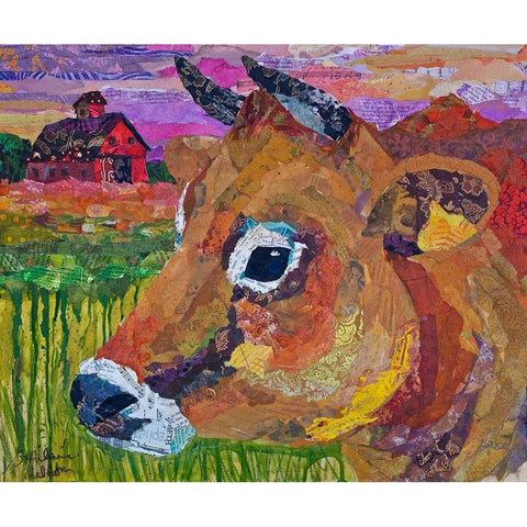 Jersey Cow Guy Black Modern Wood Framed Art Print with Double Matting by St Hilaire, Elizabeth