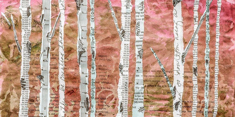 Birches Coral  Black Ornate Wood Framed Art Print with Double Matting by St Hilaire, Elizabeth