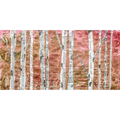 Birches Coral  Black Modern Wood Framed Art Print with Double Matting by St Hilaire, Elizabeth