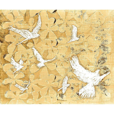 Birds on Brown Gold Ornate Wood Framed Art Print with Double Matting by St Hilaire, Elizabeth