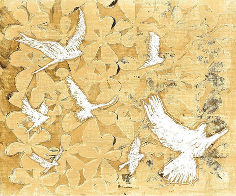 Birds on Brown White Modern Wood Framed Art Print with Double Matting by St Hilaire, Elizabeth