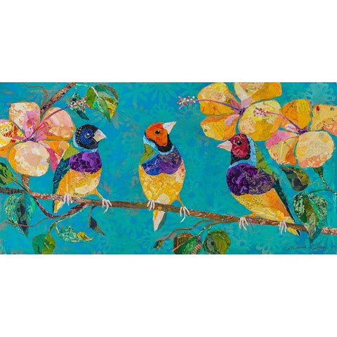 Tropical Finches Gold Ornate Wood Framed Art Print with Double Matting by St Hilaire, Elizabeth