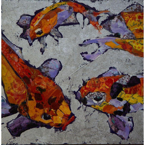 Tangerine Koi on Lavender White Modern Wood Framed Art Print by St Hilaire, Elizabeth