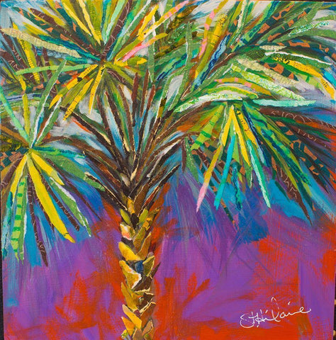 River Palm White Modern Wood Framed Art Print with Double Matting by St Hilaire, Elizabeth