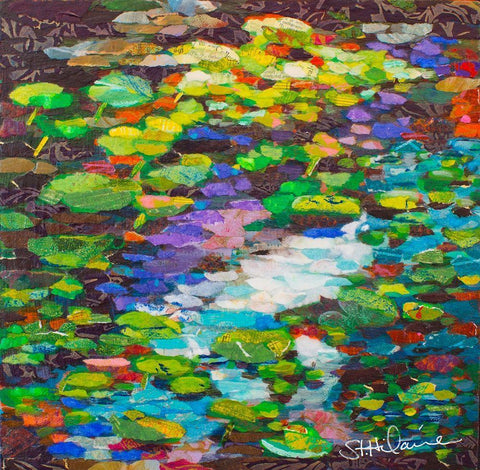 Spatterdocks Black Ornate Wood Framed Art Print with Double Matting by St Hilaire, Elizabeth