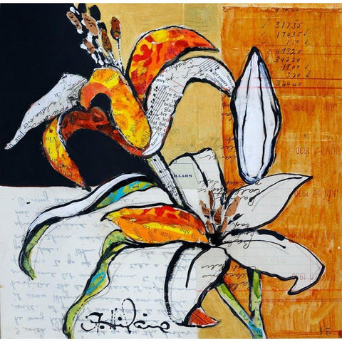 Lily Floral Study Black Modern Wood Framed Art Print by St Hilaire, Elizabeth