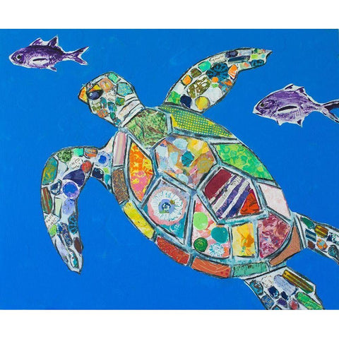 Blue Sea Turtle Black Modern Wood Framed Art Print with Double Matting by St Hilaire, Elizabeth